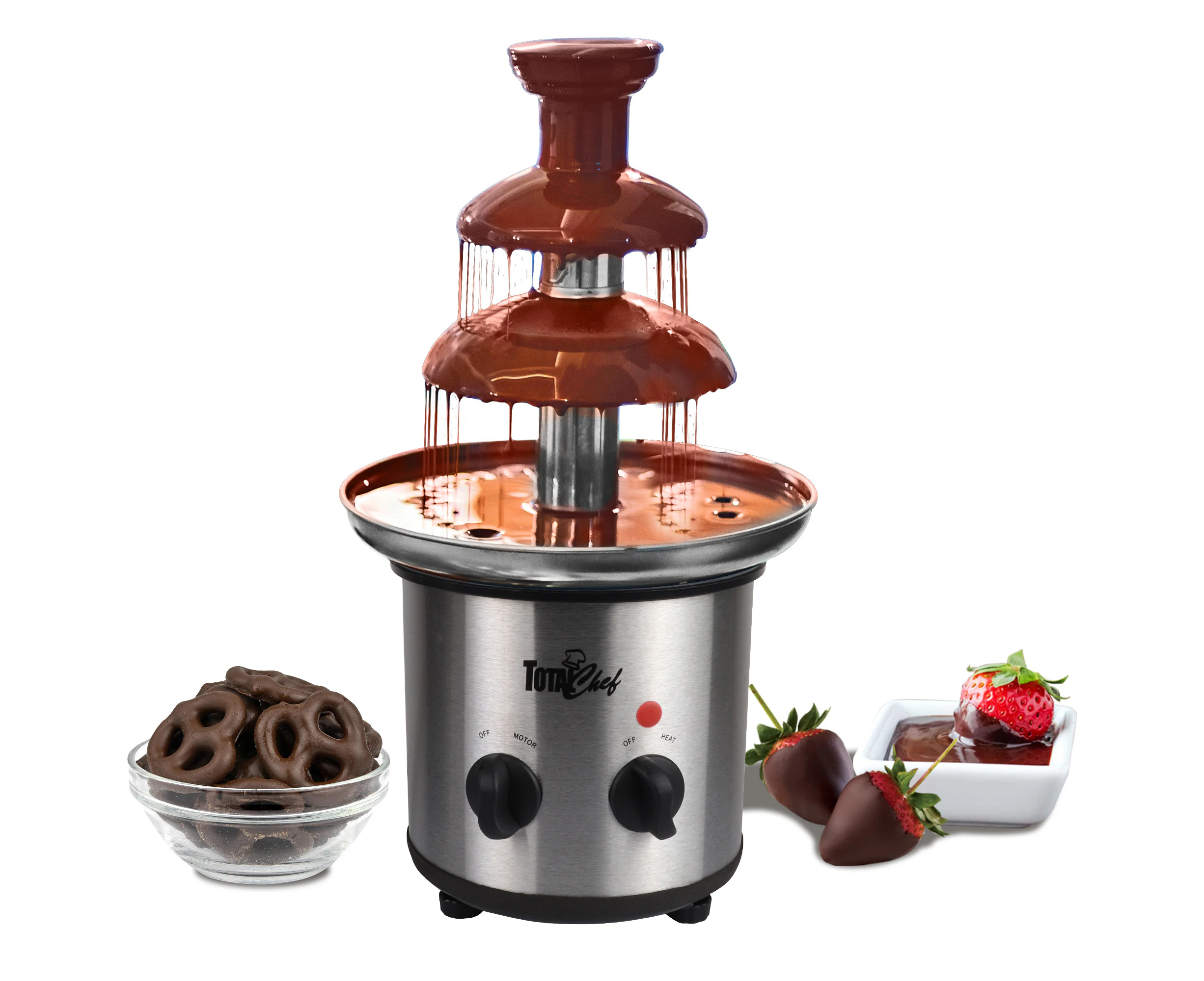 Total Chef 3 Tier Chocolate Fountain, Huge 680 G Capacity, Adjustable Temperature, Chocolate Fondue Machine