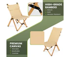 Costway Portable Camping Chair Bamboo Beach Chair Adjustable w/Carry Bag Patio Hiking Fishing Picnic Beige