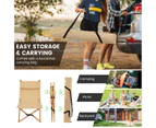 Costway 2PCs Portable Camping Chairs Bamboo Beach Chair Adjustable w/Carry Bag Patio Hiking Fishing Picnic Beige