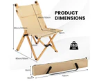 Costway Portable Camping Chair Bamboo Beach Chair Adjustable w/Carry Bag Patio Hiking Fishing Picnic Beige