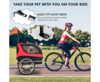 Costway Bike Trailer Foldable Pet Carrier Trolleys Dog Bicycle Stroller Travel w/3 Entrances&1 Warning Flag Red
