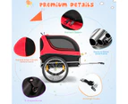 Costway Bike Trailer Foldable Pet Carrier Trolleys Dog Bicycle Stroller Travel w/3 Entrances&1 Warning Flag Red