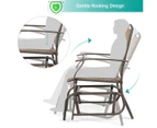 Costway 2x Patio Glider Chair Metal Frame Outdoor Rocker Armchair All Weather Outdoor Furniture Brown