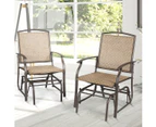 Costway 2x Patio Glider Chair Metal Frame Outdoor Rocker Armchair All Weather Outdoor Furniture Brown