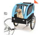 Costway Bike Trailer Foldable Pet Carrier Trolleys Dog Bicycle Stroller Travel w/3 Entrances&1 Warning Flag Blue