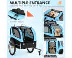 Costway Bike Trailer Foldable Pet Carrier Trolleys Dog Bicycle Stroller Travel w/3 Entrances&1 Warning Flag Blue