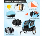 Costway Bike Trailer Foldable Pet Carrier Trolleys Dog Bicycle Stroller Travel w/3 Entrances&1 Warning Flag Blue