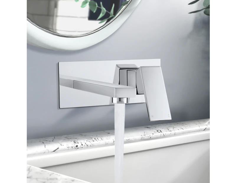 Wall Water Spout mixer tap set 2-IN-1 Basin Bathtub Vanity tap Bathroom Sink Faucets Chrome