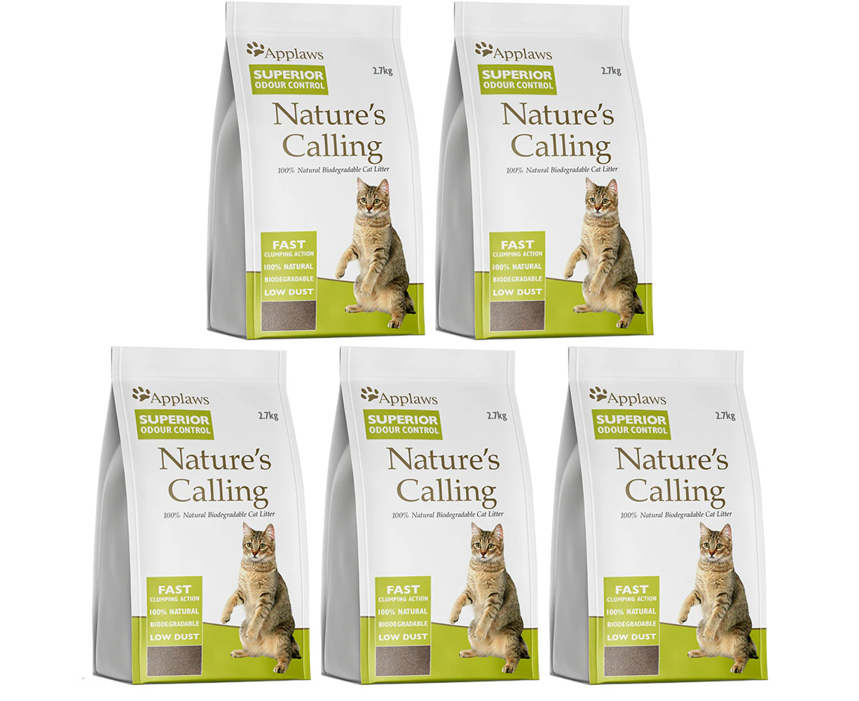 5 x Applaws Natures Calling Cat Litter Odour Control 2.7kg (13.5kg Total)