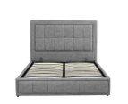 Foret Bed Frame Queen Gas Lift Storage Base Bedroom Furniture Fabric Gray Grey