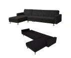 Foret black 5 Seater Sofa Bed Modular Corner Lounge Couch