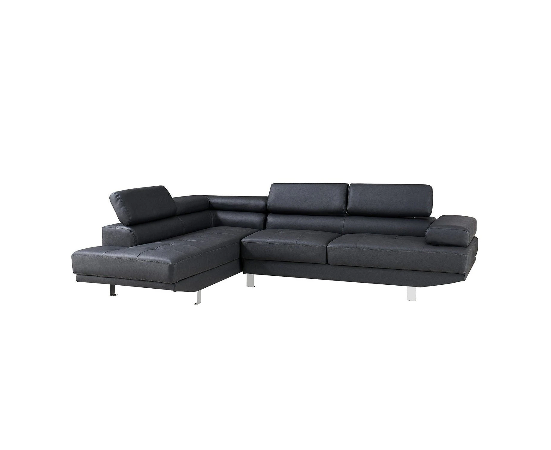 Foret black 4 Seater Sofa L Shape Lounge Couch 2.8m Modern Black Furniture