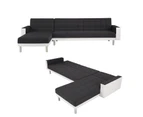 Foret 5 Seater Sofa Bed Modular Corner Lounge Recliner Chaise Couch Fabric Black White