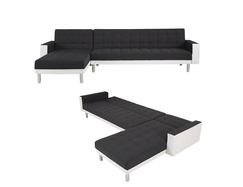 Foret 5 Seater Sofa Bed Modular Corner Lounge Recliner Chaise Couch Fabric Black White