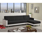 Foret 5 Seater Sofa Bed Modular Corner Lounge Recliner Chaise Couch Fabric Black White