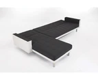 Foret 5 Seater Sofa Bed Modular Corner Lounge Recliner Chaise Couch Fabric Black White