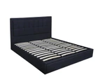 Foret Bed Frame King Gas Lift Storage Base Bedroom Furniture Fabric Black