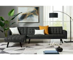 Foret 5 Seater Sofa Bed Modular Corner Lounge Recliner Couch Chaise Fabric Black