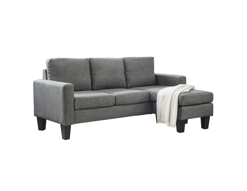 Foret 3 Seater Sofa Modular Corner Lounge Three Seat Couch Ottoman Fabric Grey