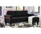 Foret 3 Seater Sofa Modular Corner Lounge Three Seat Couch Ottoman Fabric Black