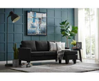 Foret 3 Seater Sofa Modular Corner Lounge Three Seat Couch Ottoman Fabric Black