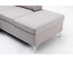 Foret 5 Seater Sofa L Shape Lounge Couch Chaise Metal Fabric Right Corner Grey Light