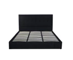 Foret Bed Frame King Gas Lift Storage Base Bedroom Furniture Fabric Black