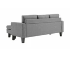 Foret 3 Seater Sofa Modular Corner Lounge Three Seat Couch Ottoman Fabric Grey