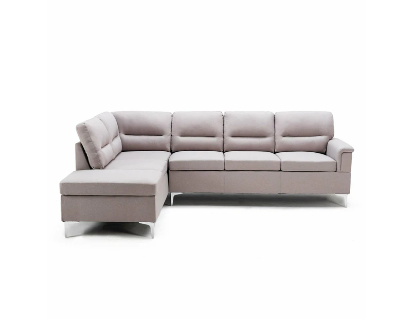 Foret 5 Seater Sofa L Shape Lounge Couch Grey Light