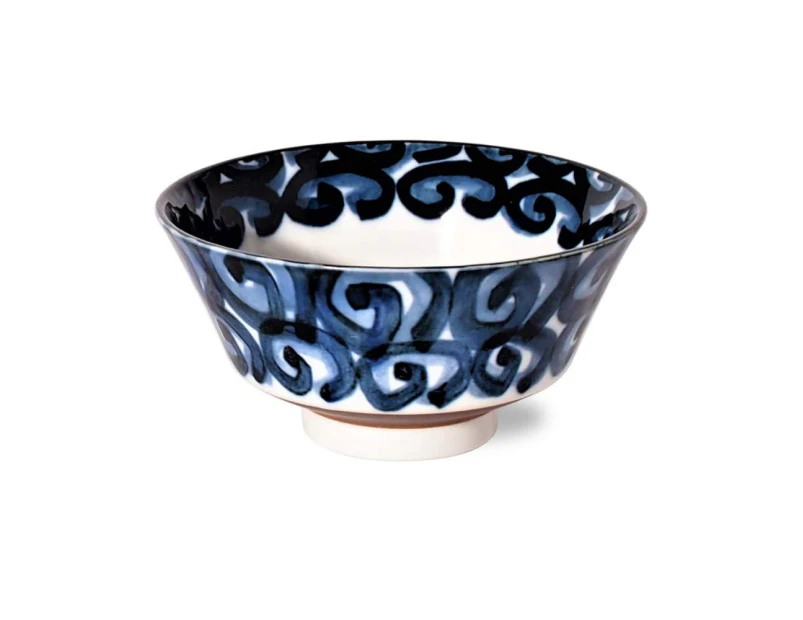 Minoru Pottery Japanese Porcelain Graph Vortex Large Bowl