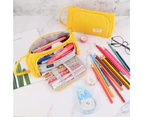Large Capacity Pencil Case Kawaii School Pen Case Supplies Pencil Storage Bag-Yellow
