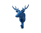 Elegant Animal Head Deer Blue Resin Cartoon Hook Jewelry Key Scarf Bag Hanger Robes Coat Rack-Navy blue