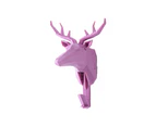 Elegant Animal Head Deer Blue Resin Cartoon Hook Jewelry Key Scarf Bag Hanger Robes Coat Rack-Pink