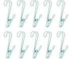 10 PCS Laundry Clips for Hanging Clothing, Laundry Hanging Clips with Hooks Clothes Pins Hanging Clips for Kitchen Bathroom Office-Light Green