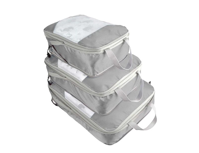 3Pcs Storage Bag Foldable Large Capacity Waterproof Nylon Fashion Women Travel Luggage Bag Home Supplies - Grey