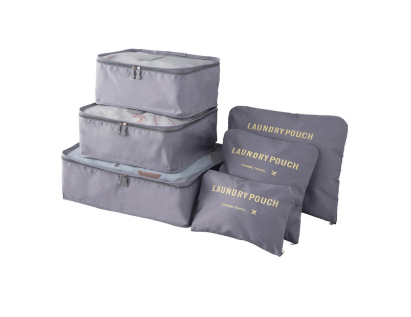 6Pcs/Set Travel Storage Bag Multi-functional Practical Oxford Cloth Cute Travel Storage Bags Set for Travelling - Grey