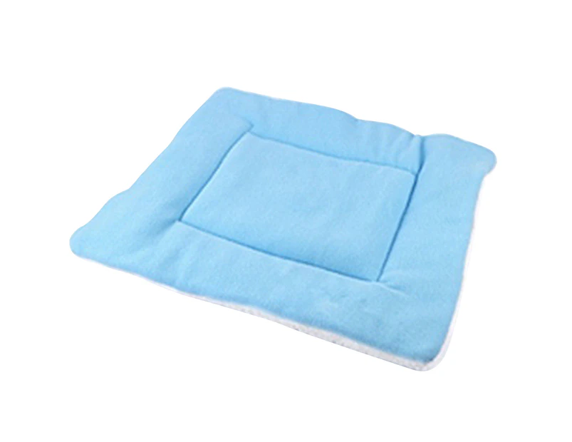 Pet Mat Soft Washable Square Shape Soft Pet Cushion for Travel - Blue