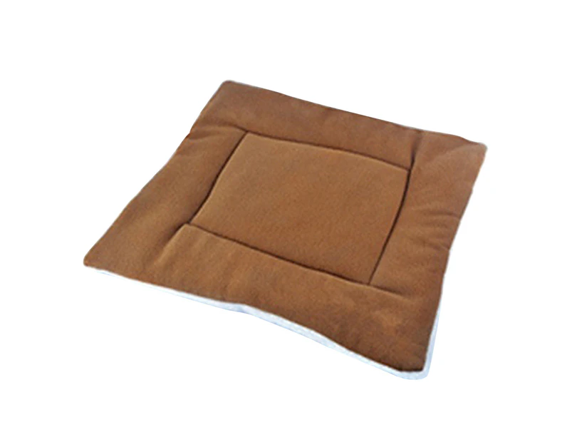 Pet Mat Soft Washable Square Shape Soft Pet Cushion for Travel - Coffee