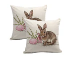 Easter Painting Style Linen Pillow Covers Vintage Rabbit Bunny Decor Cushion Cover for Sofa Style 1