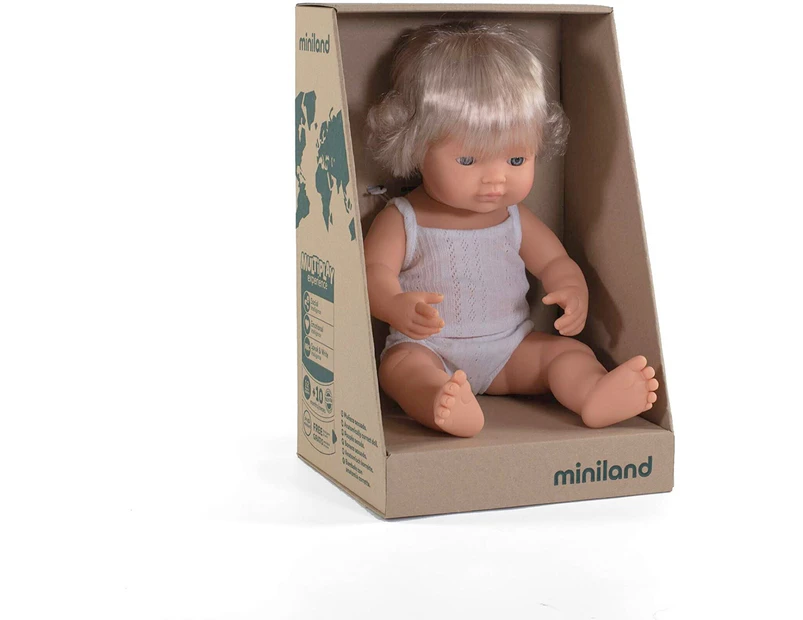Miniland Doll Caucasian Blonde Girl 38cm Boxed 31152
