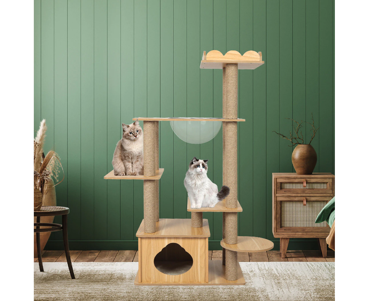 Pawz Cat Tree Scratching Post Scratcher Cats Tower Wood Condo Toys House 130cm