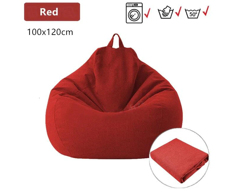 100x120cm Extra Large Bean Bag Chairs Sofa Cover Indoor Lazy Lounger For Kids Adults Red