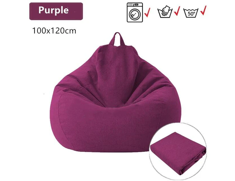 100x120cm Extra Large Bean Bag Chairs Sofa Cover Indoor Lazy Lounger For Kids Adults Purple