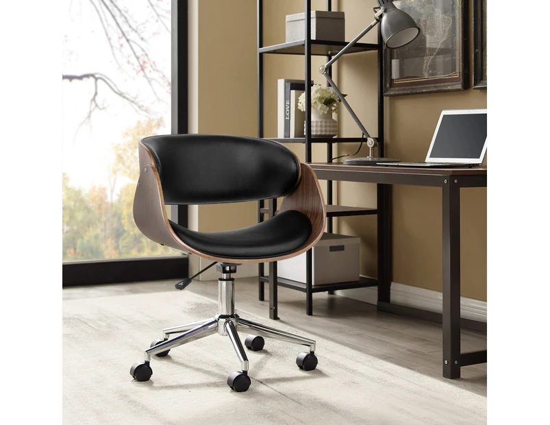 Office Furniture Office Chair Wooden and Leather Black