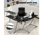 Office Furniture Corner Metal Pull Out Table Desk - Black