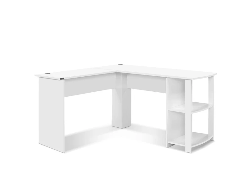 Office Furniture Office Computer Desk Corner Student Study Table Workstation L-Shape Shelf White