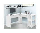 Office Furniture Office Computer Desk Corner Student Study Table Workstation L-Shape Shelf White