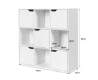 Giantex 9-Cube Storage Organizer Cabinet 3-Tier Wooden Cubby Bookcase w/Doors Modern Stand Shelf White