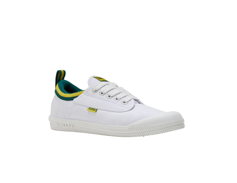 Dunlop Volleys International Volley Low Canvas Casual Mens Shoes Black White - White/Green/Gold International Low