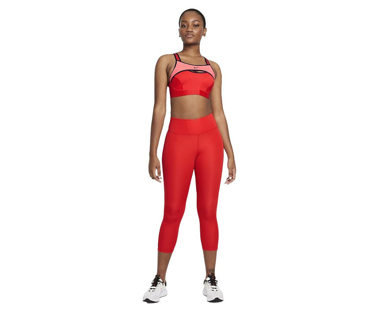 Nike Women's Dri FIT Fast Crop Tights (Chile Red/Reflective Silv